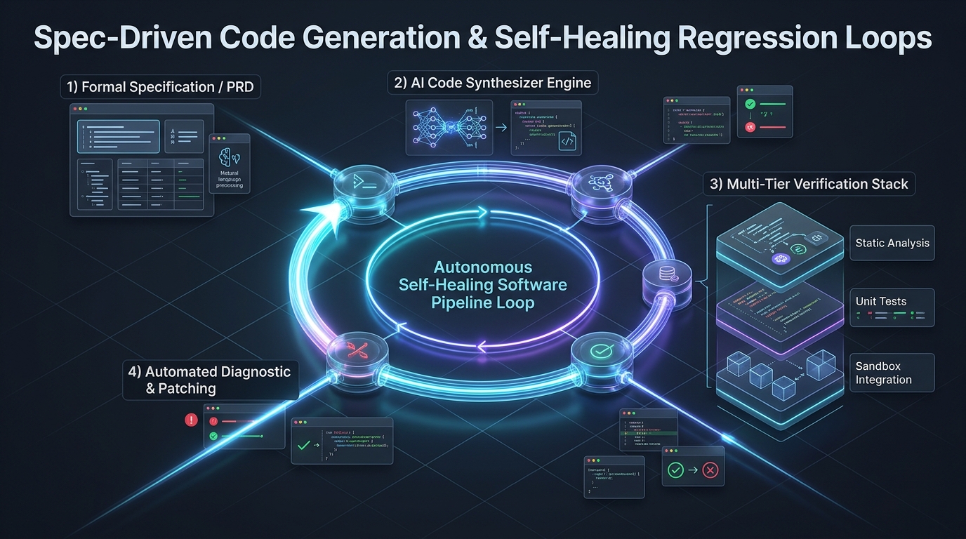 Spec-Driven Code Generation and Self-Healing Test Harness