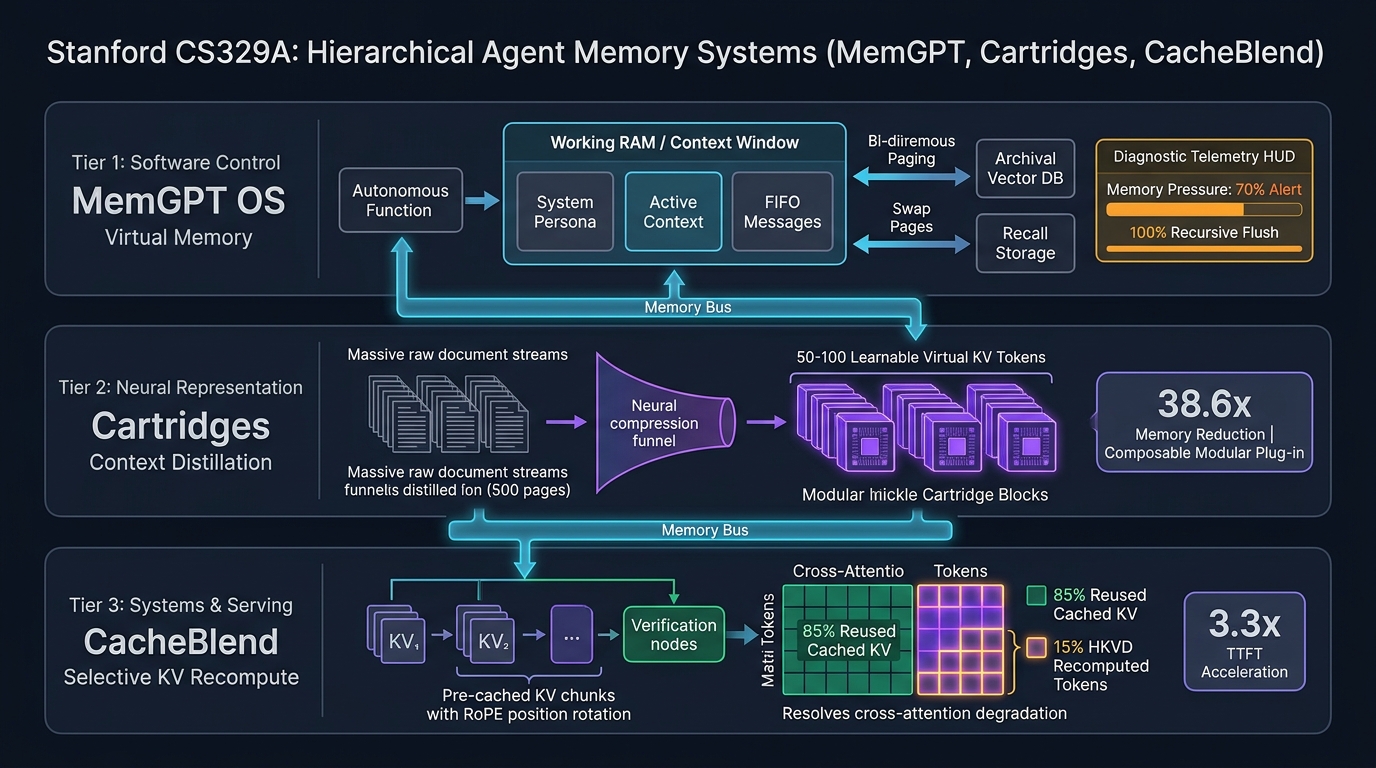 Stanford CS329A 第11講: Agent Memory Architecture, MemGPT, Cartridges, and CacheBlend